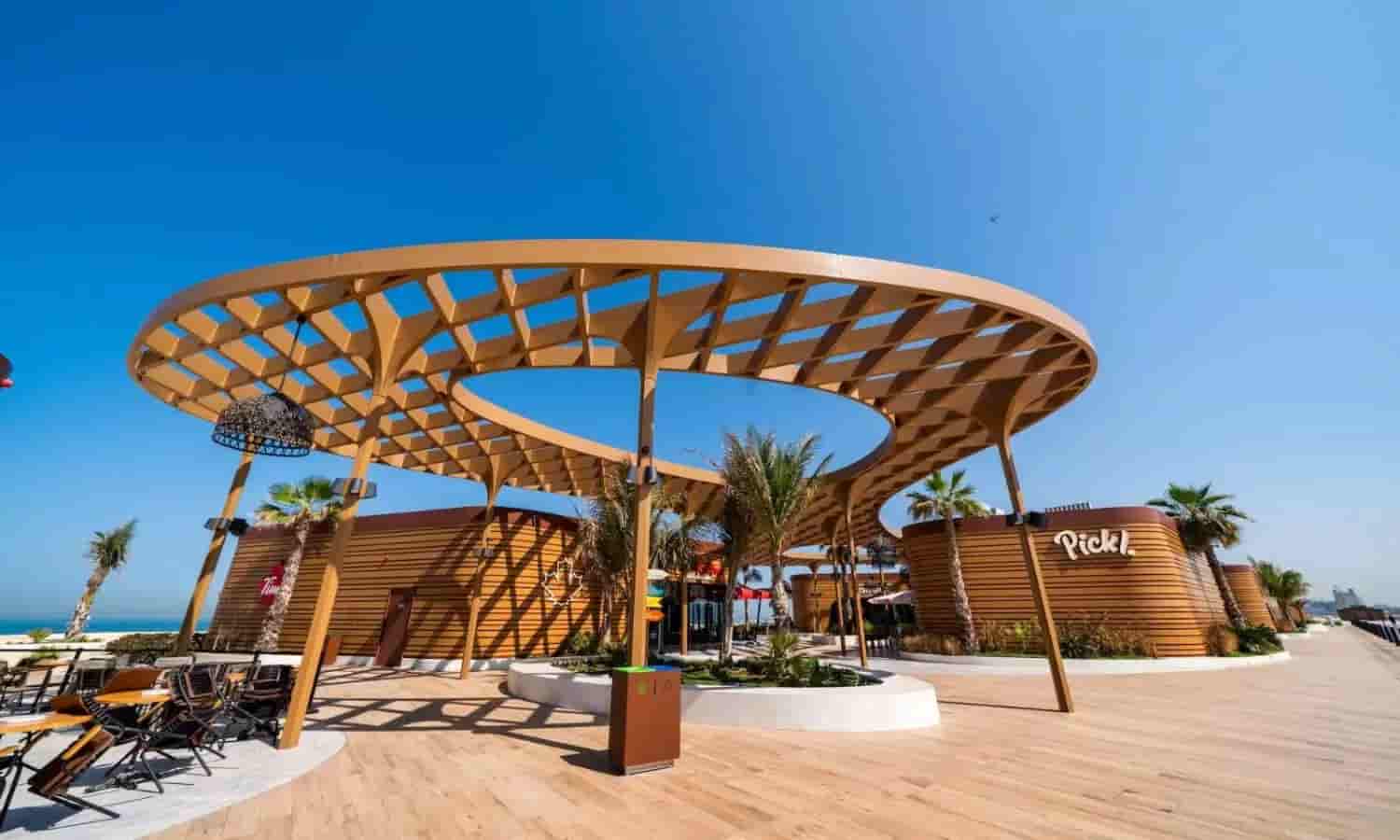 Al Heera Beach in Sharjah with promenade and cafes